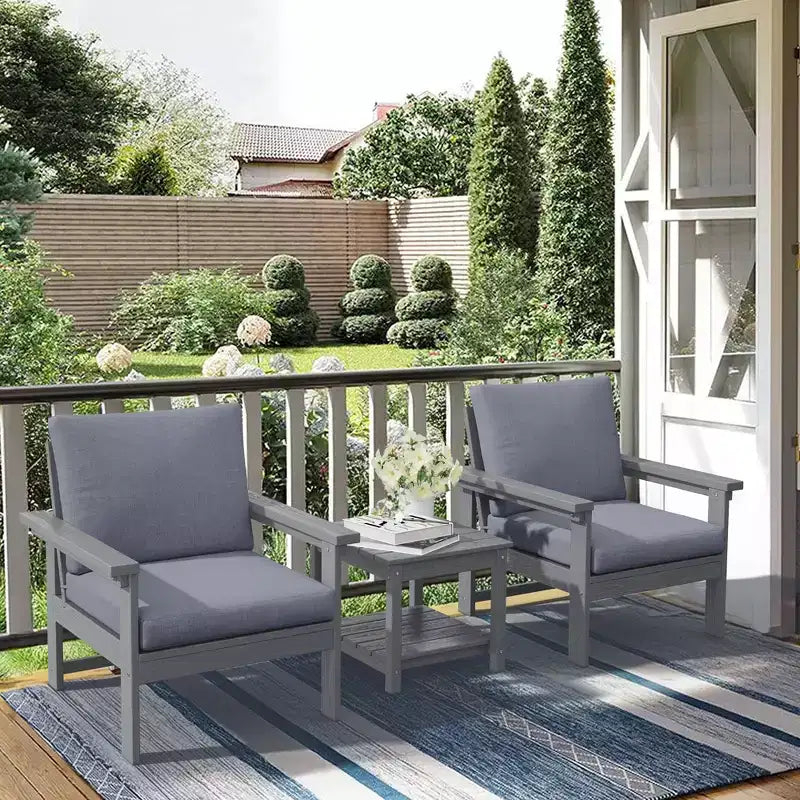 Hyleory Ensemble de mobilier de jardin en PEHD écologique avec coussins et table d'appoint