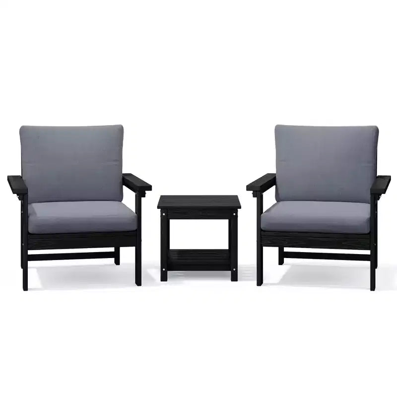 Hyleory Eco-Friendly HDPE Patio Seating Set with Cushions & Side Table