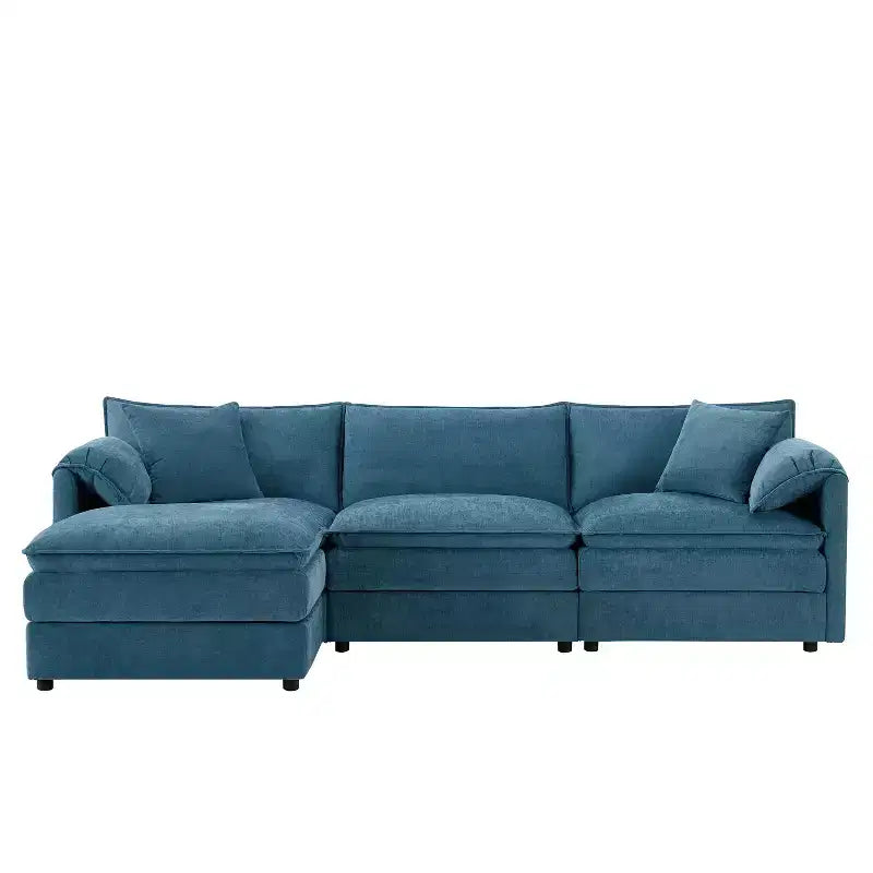 Whisen Modern Design Oversized Chenille Modular Sectional Sofa 4 Seat Sofa with Double Cushions and Movable Ottomans