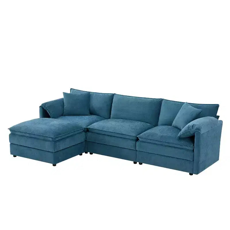 Whisen Modern Design Oversized Chenille Modular Sectional Sofa 4 Seat Sofa with Double Cushions and Movable Ottomans