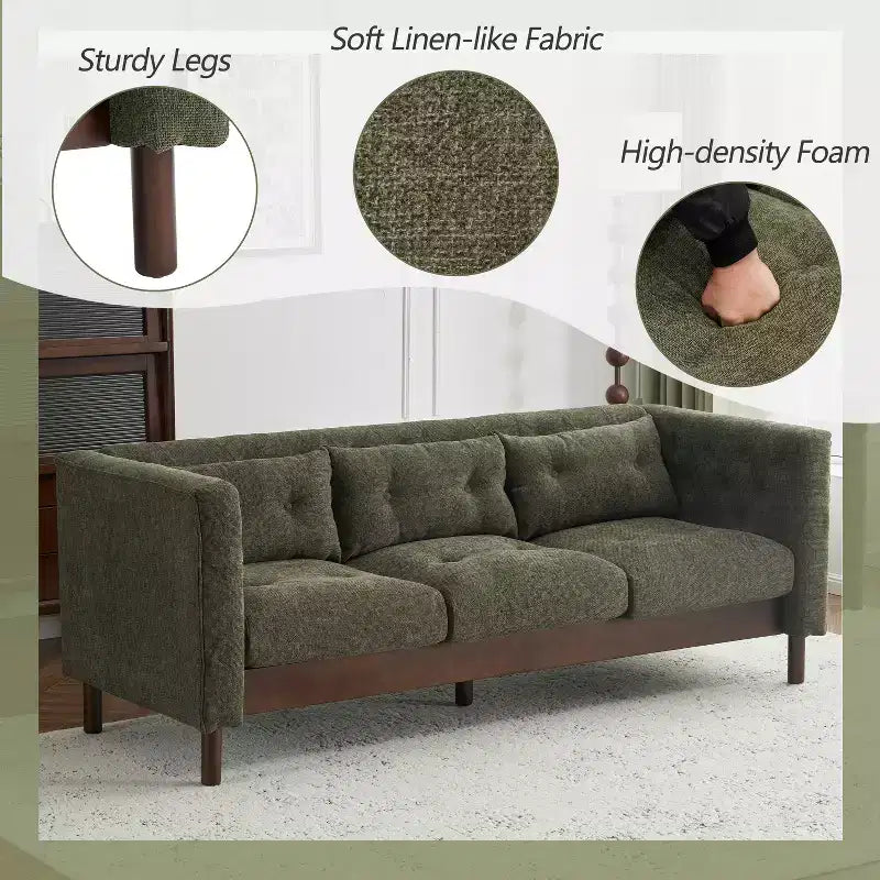78W Sofa Couch, Modern Upholstered 3-seater Sofa Chair with Tufted Design for Living Room -Christopher Knight Home