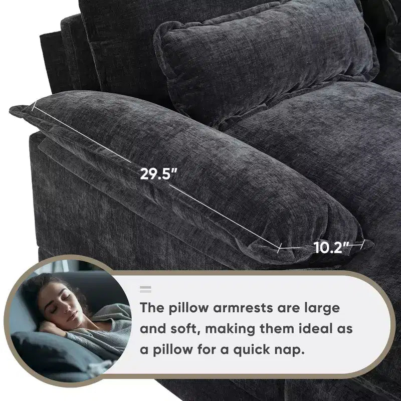 Whisen Modern Design Chenille U-shaped Sectional Sofa with Cup Holders and USB Charger