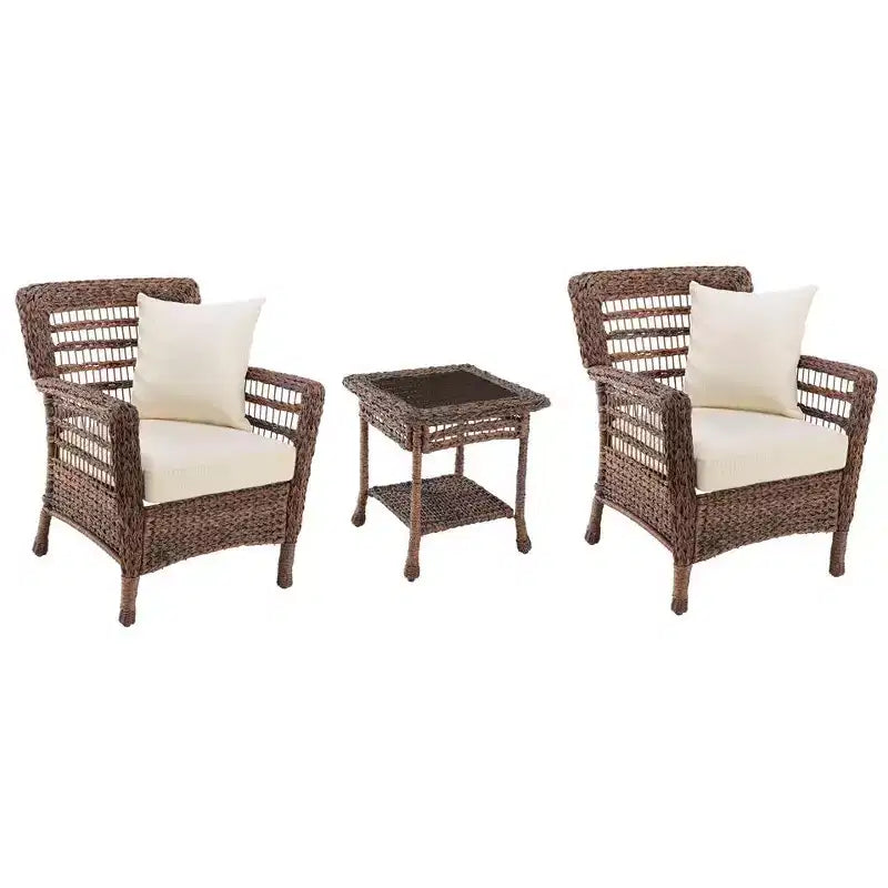 Jiallo Modern Concept Faux Sea Grass Resin Rattan Bristro Set (set of 3)