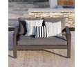 Heynemo 2-Seat Aluminum Outdoor Patio Loveseat Furniture Set With Faux Wooden, Aluminum Sofa Chair Conversation Furniture With Cushions