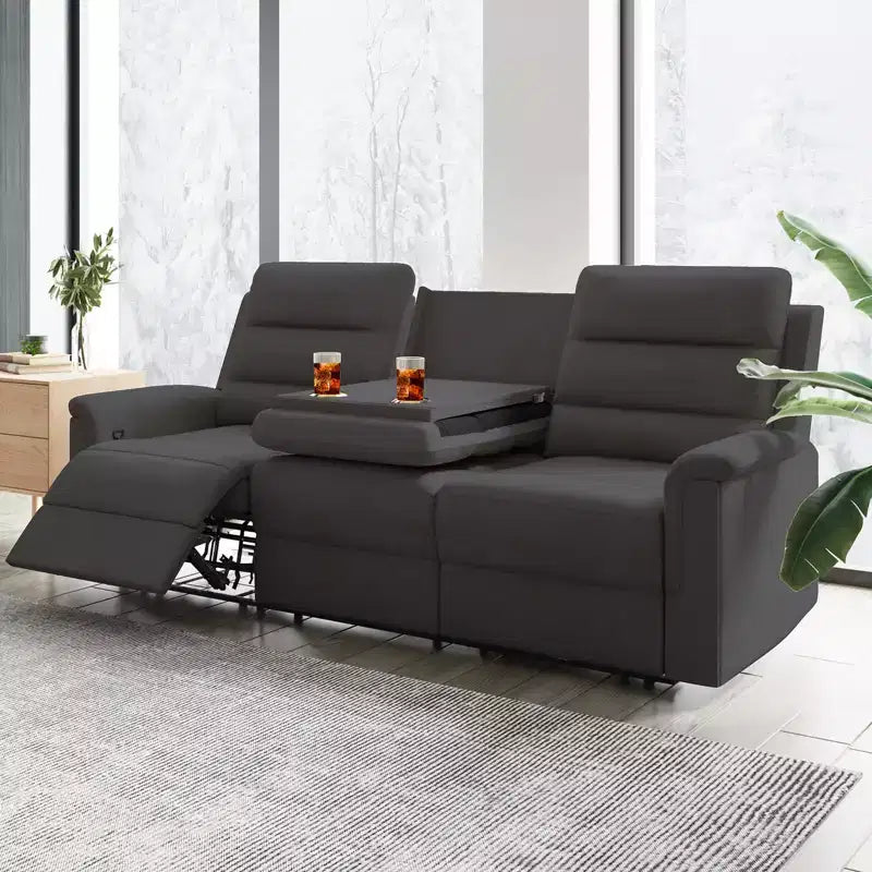 Mjkone 3-Seater Recliner Sofa,Adjustable Living Room Sofa with Flip Middle Backrest, Home Theater Seating Couch
