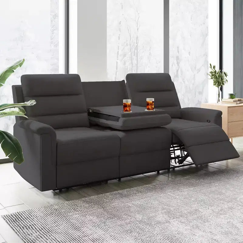 Mjkone 3-Seater Recliner Sofa,Adjustable Living Room Sofa with Flip Middle Backrest, Home Theater Seating Couch