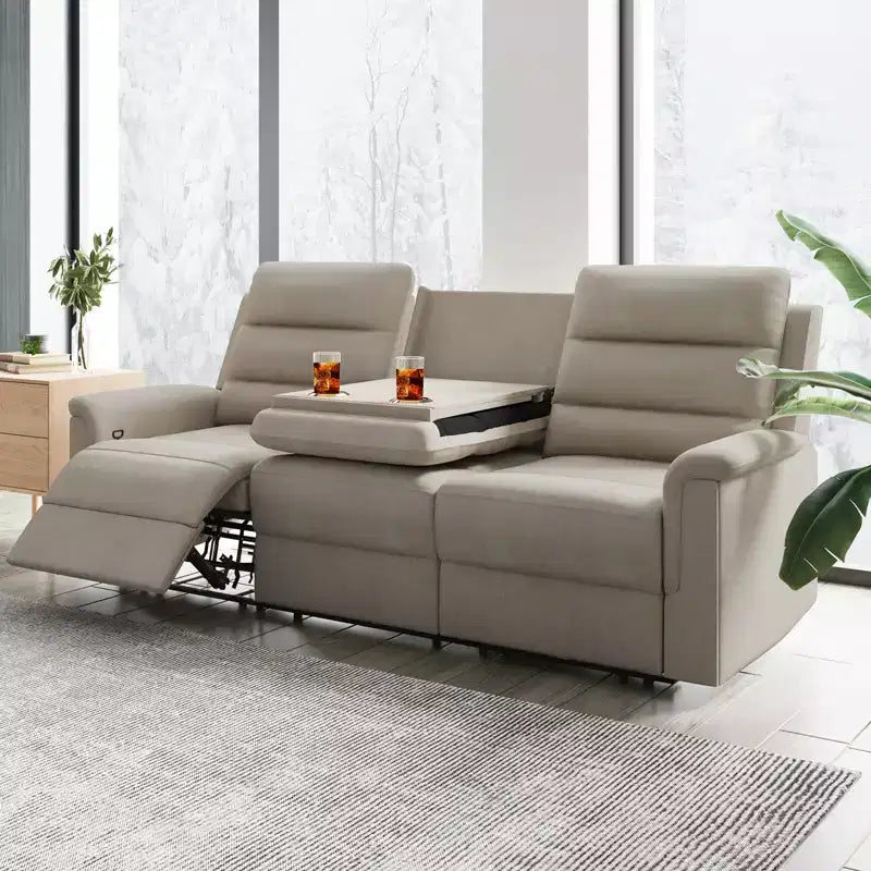 Mjkone 3-Seater Recliner Sofa,Adjustable Living Room Sofa with Flip Middle Backrest, Home Theater Seating Couch