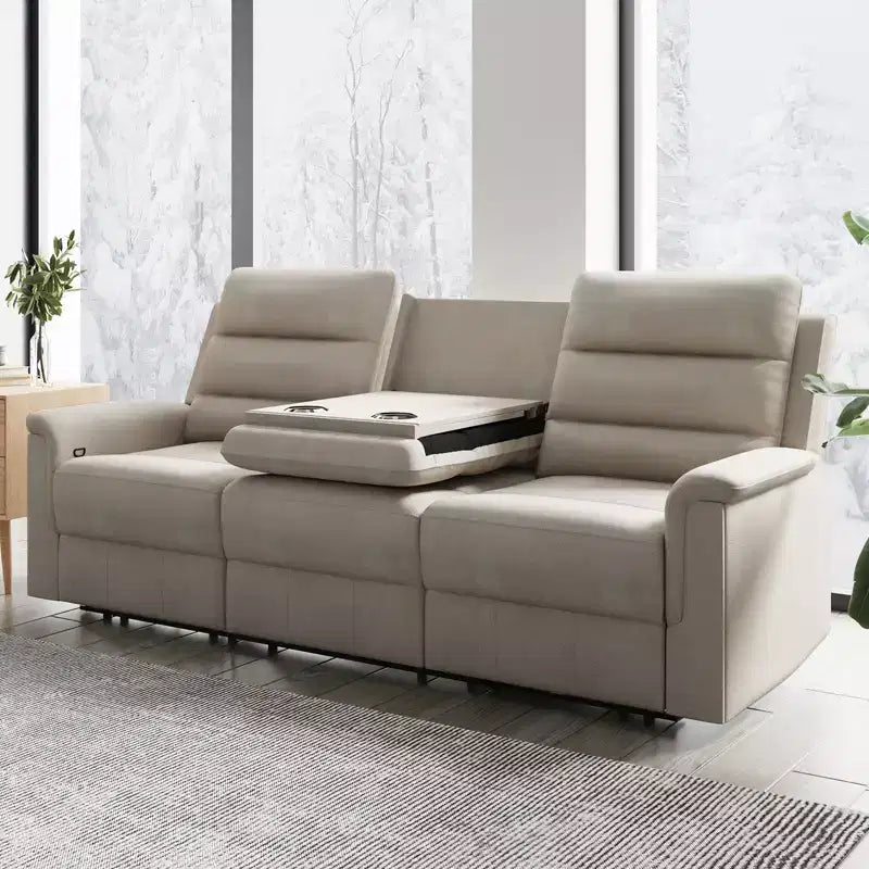 Mjkone 3-Seater Recliner Sofa,Adjustable Living Room Sofa with Flip Middle Backrest, Home Theater Seating Couch