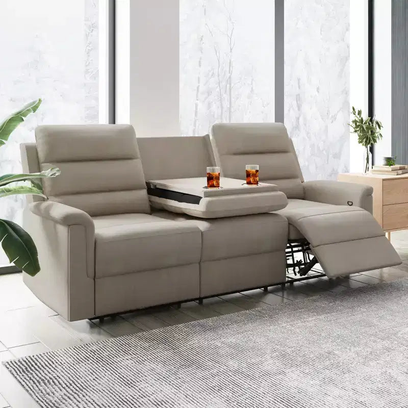 Mjkone 3-Seater Recliner Sofa,Adjustable Living Room Sofa with Flip Middle Backrest, Home Theater Seating Couch