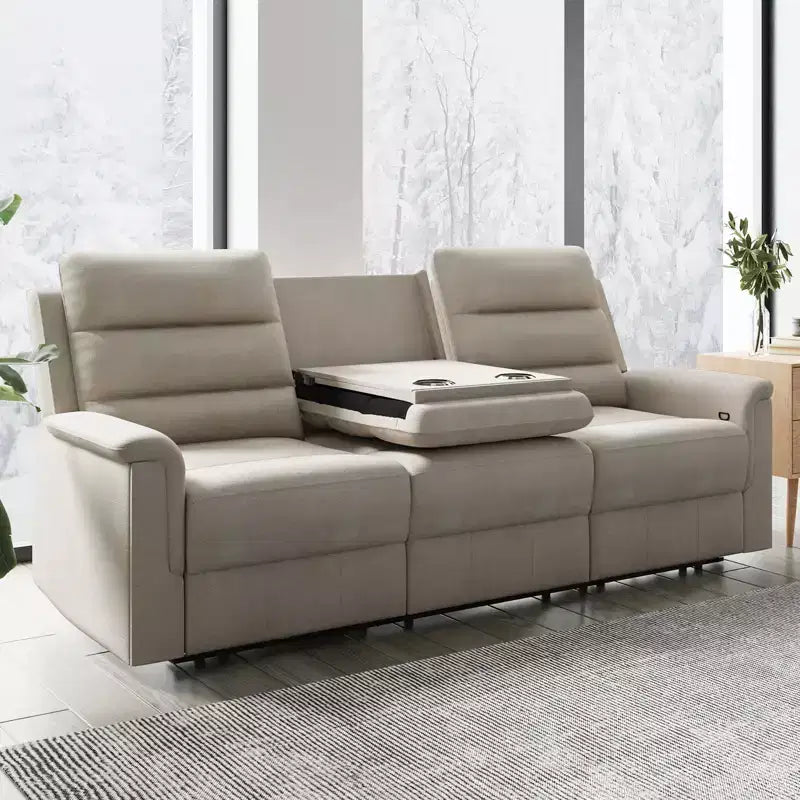 Mjkone 3-Seater Recliner Sofa,Adjustable Living Room Sofa with Flip Middle Backrest, Home Theater Seating Couch
