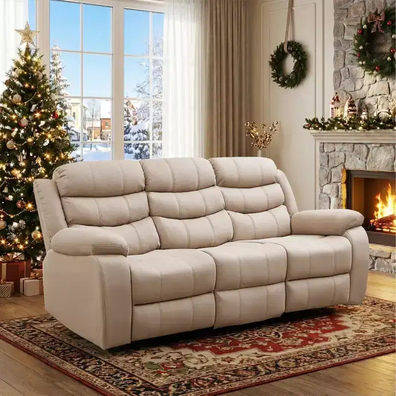 Mjkone 3-Seater Recliner Sofa,Adjustable Living Room Sofa with Flip Middle Backrest, Home Theater Seating Couch