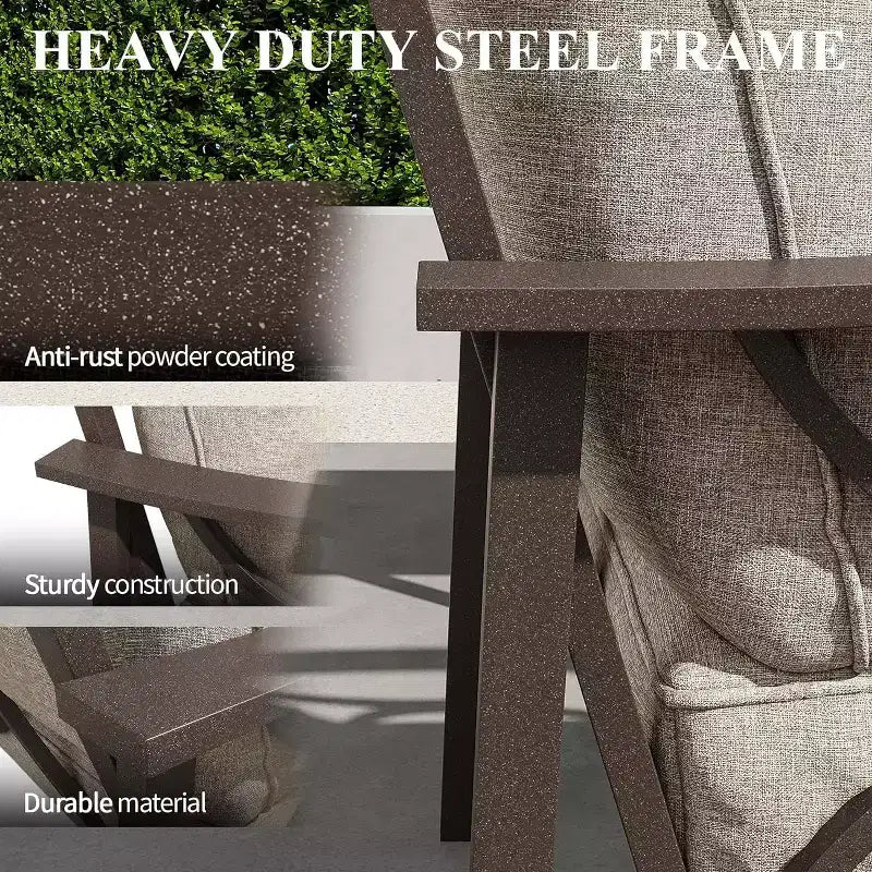 Juego de muebles de patio Heynemo para exteriores, juego de conversación de patio de 4 piezas con mesa de centro, juego de muebles de metal para porche, patio trasero, jardín, gris