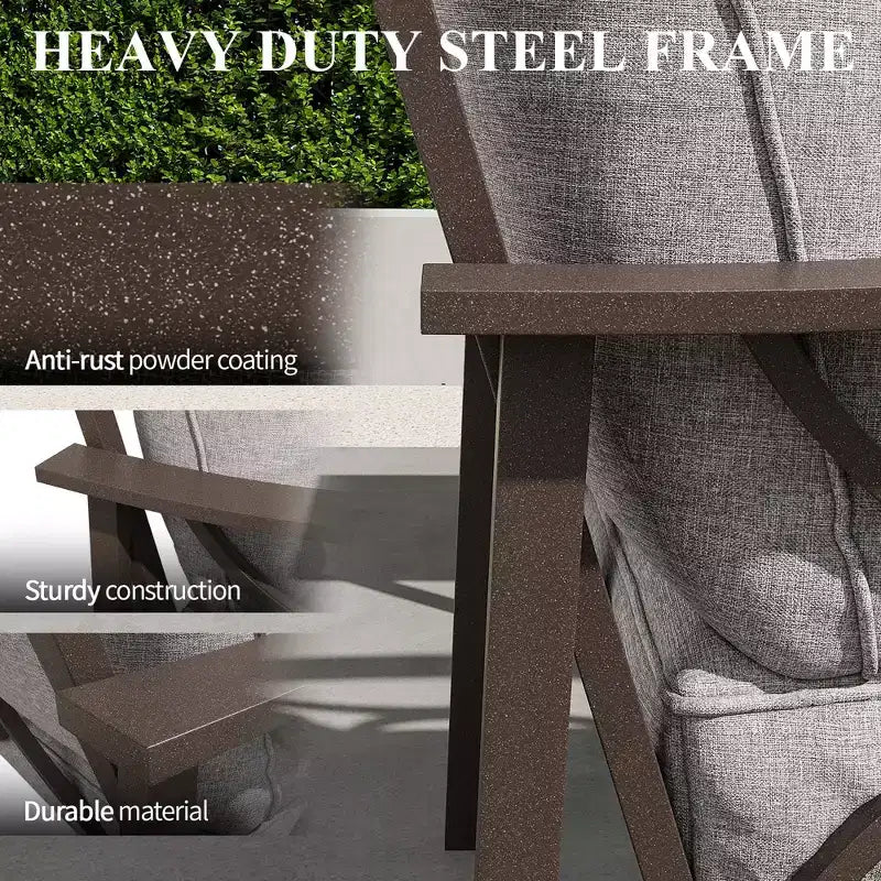 Juego de muebles de patio Heynemo para exteriores, juego de conversación de patio de 4 piezas con mesa de centro, juego de muebles de metal para porche, patio trasero, jardín, gris