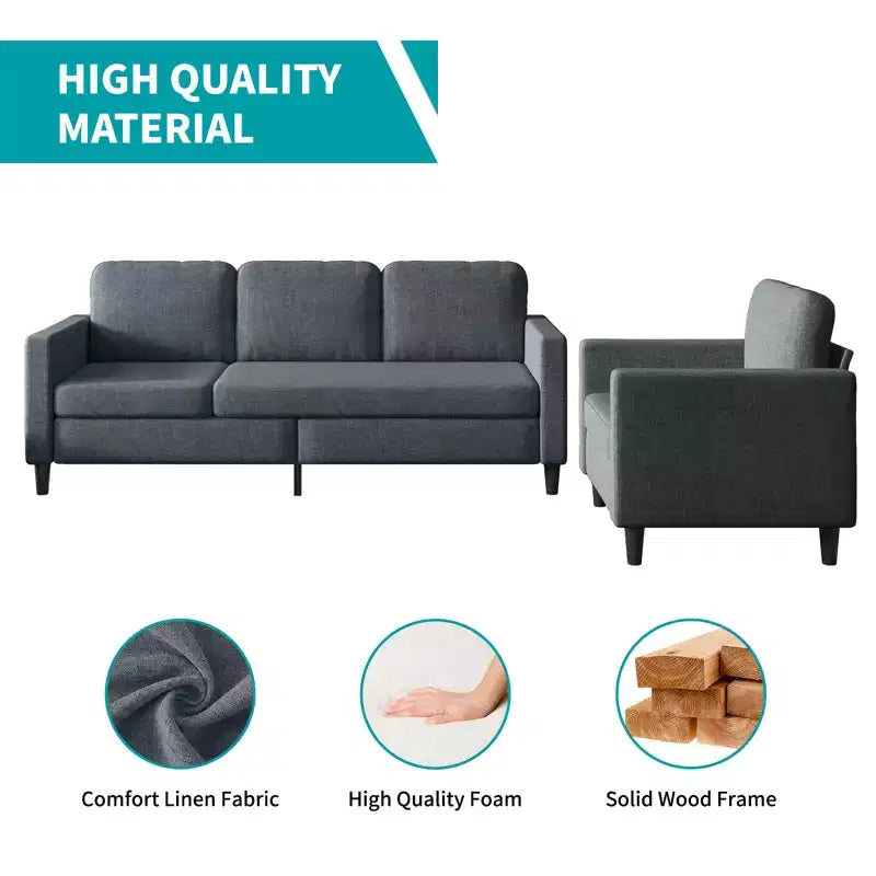 Mjkone Sectional Sofa Couches Set for Living Room 3-Seater Sofa&Single Sofa