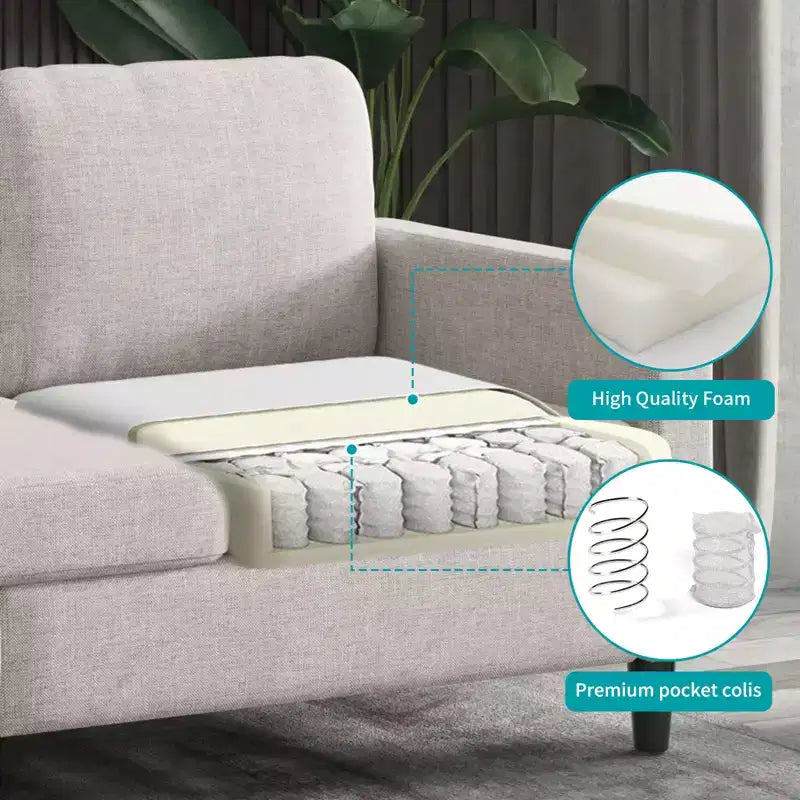 Mjkone Sectional Sofa Couches Set for Living Room 3-Seater Sofa&Single Sofa