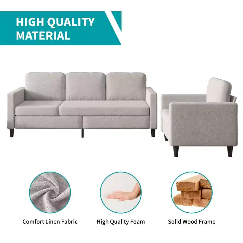 Mjkone Sectional Sofa Couches Set for Living Room 3-Seater Sofa&Single Sofa