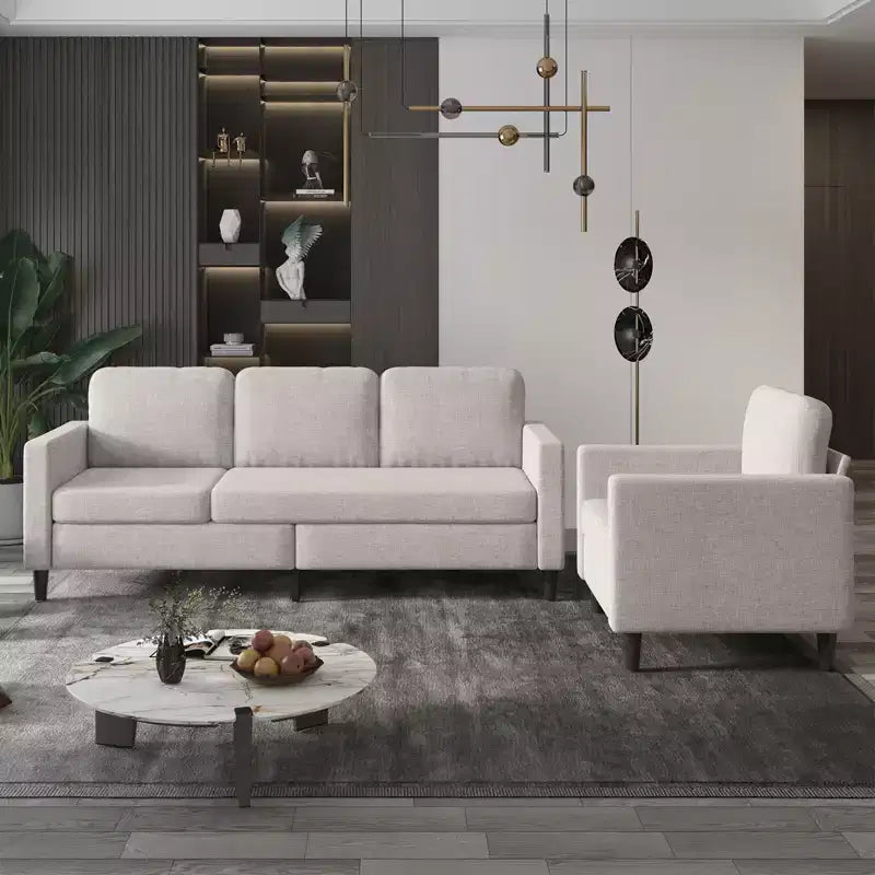 Mjkone Sectional Sofa Couches Set for Living Room 3-Seater Sofa&Single Sofa