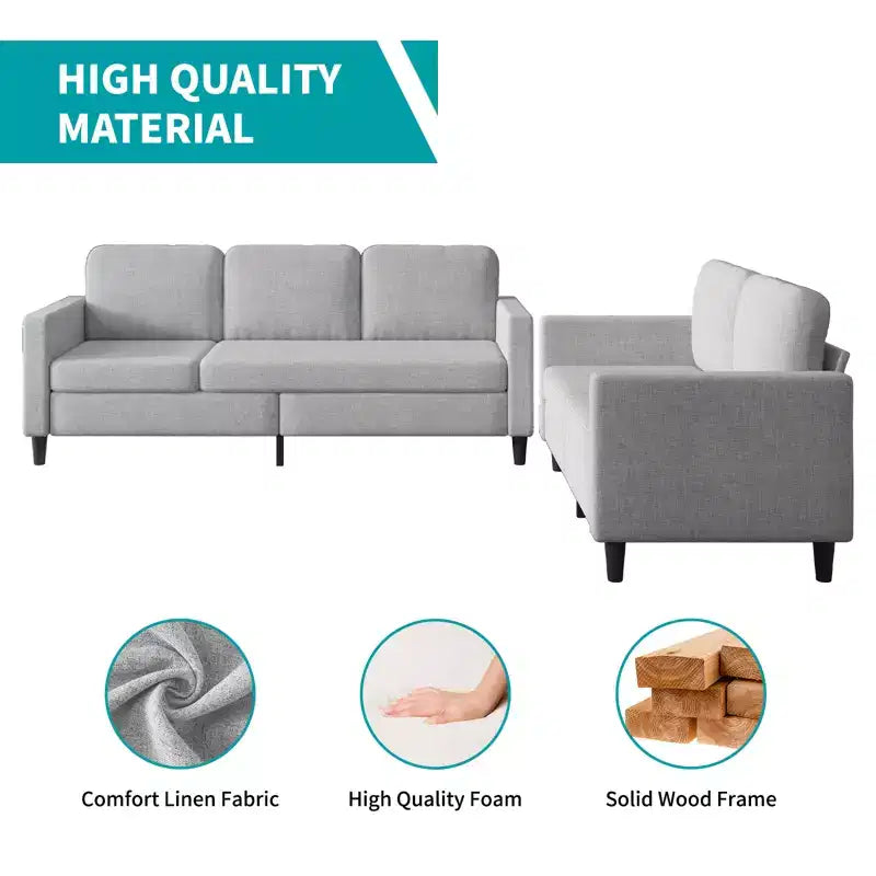 Mjkone Sectional Sofa Couches Set for Living Room 3-Seat Sectional Sofa&Loveseat Sofa