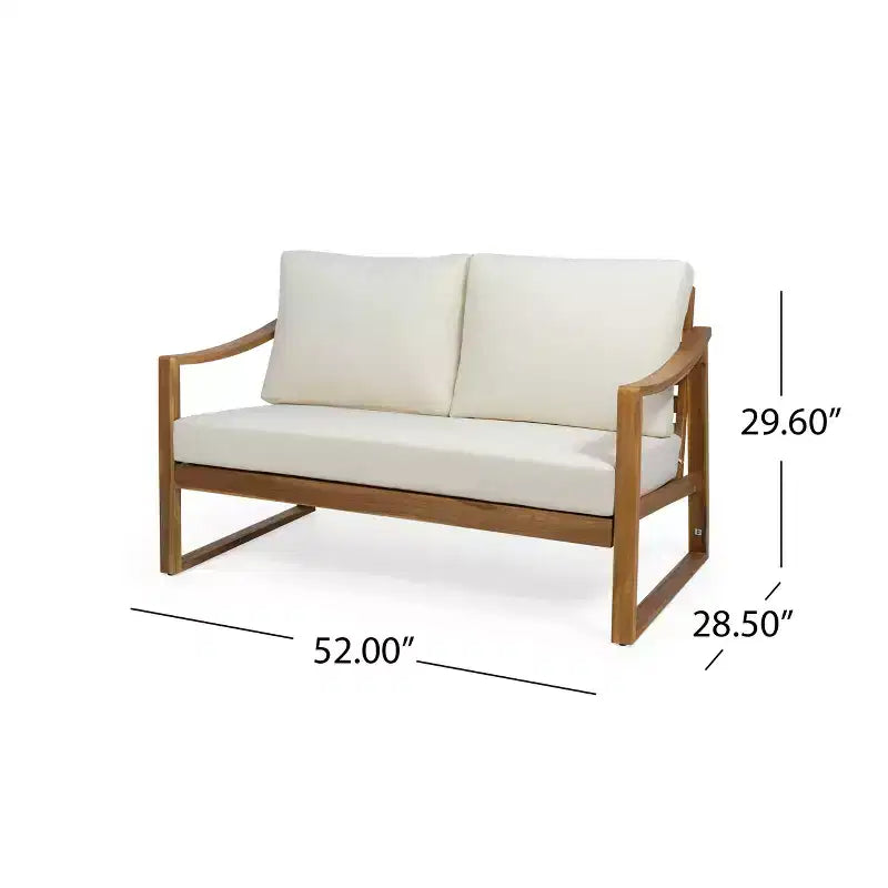 Christopher Knight Home Samwell Juego de conversación de 4 plazas para exteriores de madera de acacia con cojines resistentes al agua