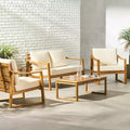 Christopher Knight Home Samwell Outdoor Acacia Wood 4 Seater Chat Set with Water Resistant Cushions