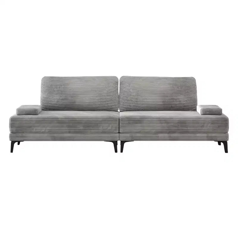 ATJafurn Sectional Sofa Couch 116 Inch Oversized Grey Corduroy 4 Seater Modern Modular Armless Sleeper with Removable Pillows For Living Room