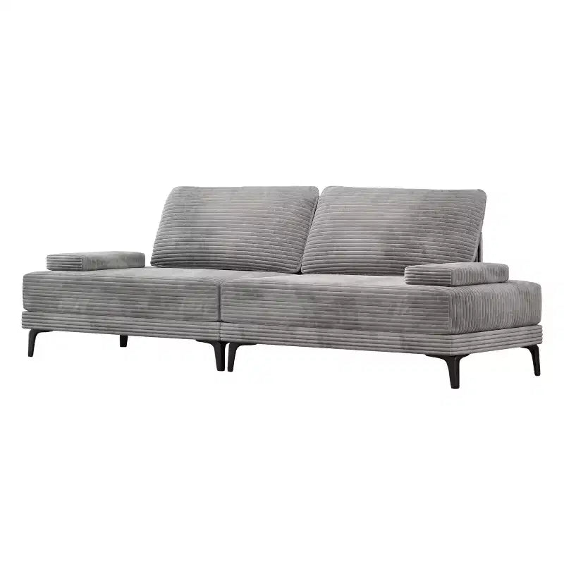 ATJafurn Sectional Sofa Couch 116 Inch Oversized Grey Corduroy 4 Seater Modern Modular Armless Sleeper with Removable Pillows For Living Room