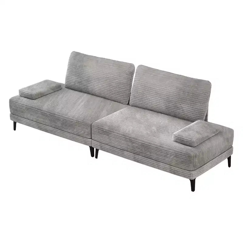 ATJafurn Sectional Sofa Couch 116 Inch Oversized Grey Corduroy 4 Seater Modern Modular Armless Sleeper with Removable Pillows For Living Room