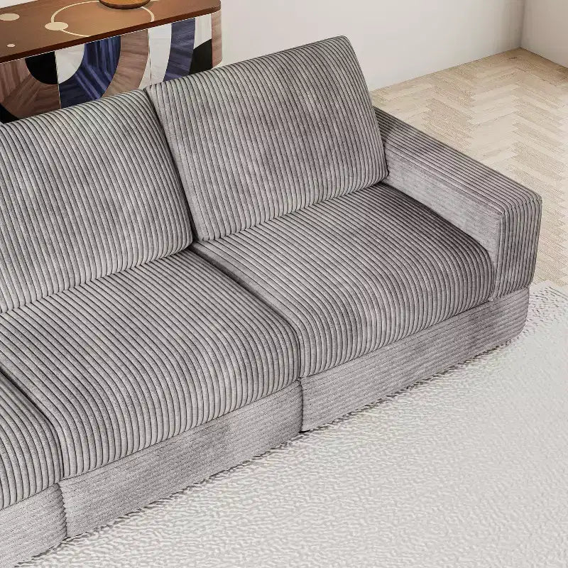 ATJafurn Corduroy Sectional Sofa Modern Modular Oversized Upholstered Couch with Comfy Pillows Deep Seat For Living Room Bedroom Apartment Office