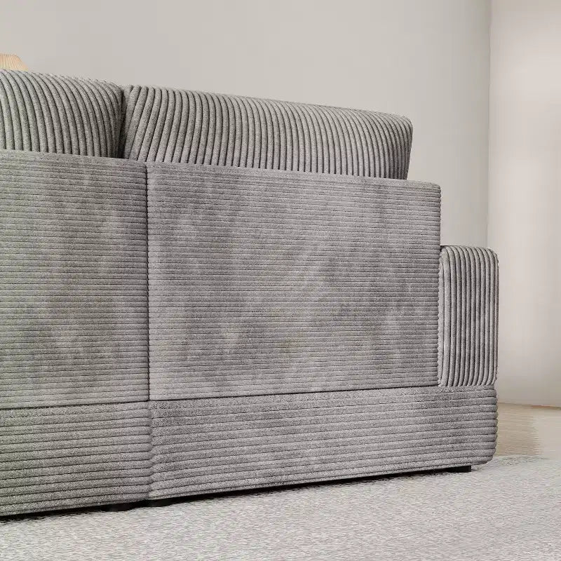 ATJafurn Corduroy Sectional Sofa Modern Modular Oversized Upholstered Couch with Comfy Pillows Deep Seat For Living Room Bedroom Apartment Office