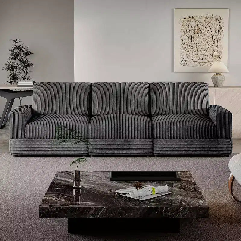 ATJafurn Corduroy Sectional Sofa Modern Modular Oversized Upholstered Couch with Comfy Pillows Deep Seat For Living Room Bedroom Apartment Office