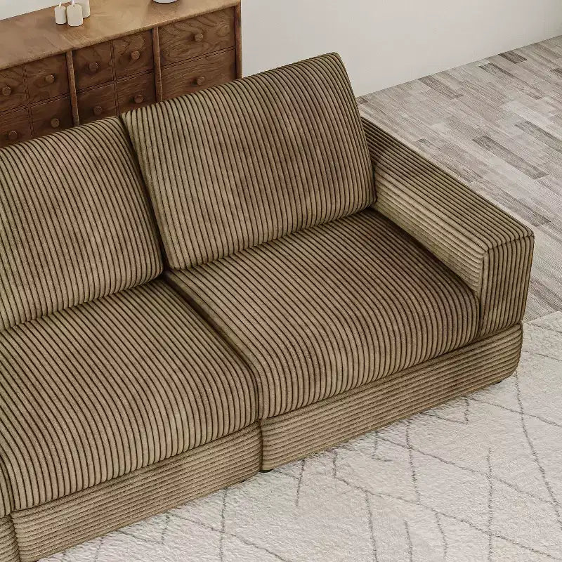 ATJafurn Corduroy Sectional Sofa Modern Modular Oversized Upholstered Couch with Comfy Pillows Deep Seat For Living Room Bedroom Apartment Office