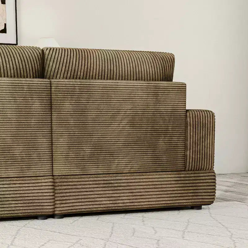 ATJafurn Corduroy Sectional Sofa Modern Modular Oversized Upholstered Couch with Comfy Pillows Deep Seat For Living Room Bedroom Apartment Office