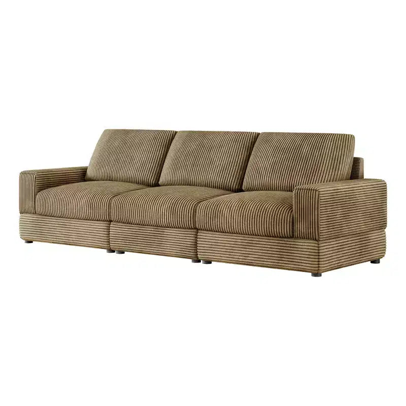 ATJafurn Corduroy Sectional Sofa Modern Modular Oversized Upholstered Couch with Comfy Pillows Deep Seat For Living Room Bedroom Apartment Office