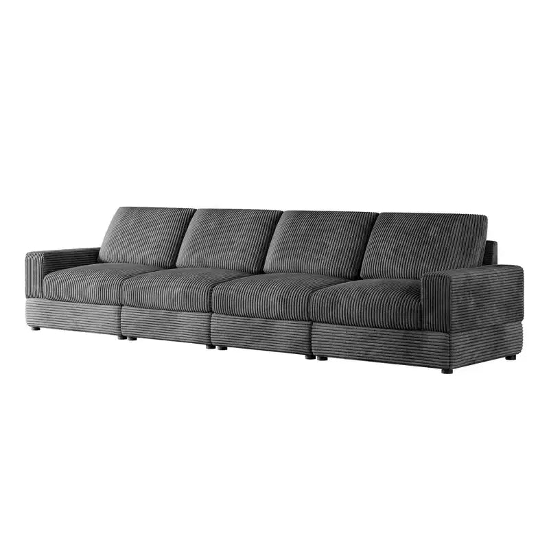 ATJafurn Corduroy Sectional Sofa Modern Modular Oversized Upholstered Couch with Comfy Pillows Deep Seat For Living Room Bedroom Apartment Office