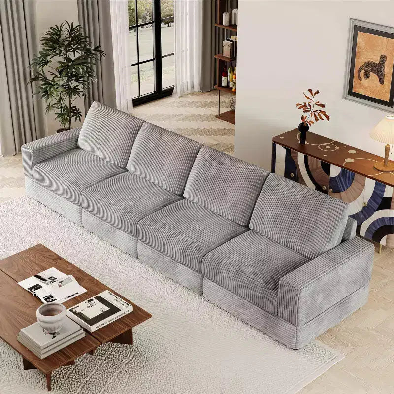 ATJafurn Corduroy Sectional Sofa Modern Modular Oversized Upholstered Couch with Comfy Pillows Deep Seat For Living Room Bedroom Apartment Office