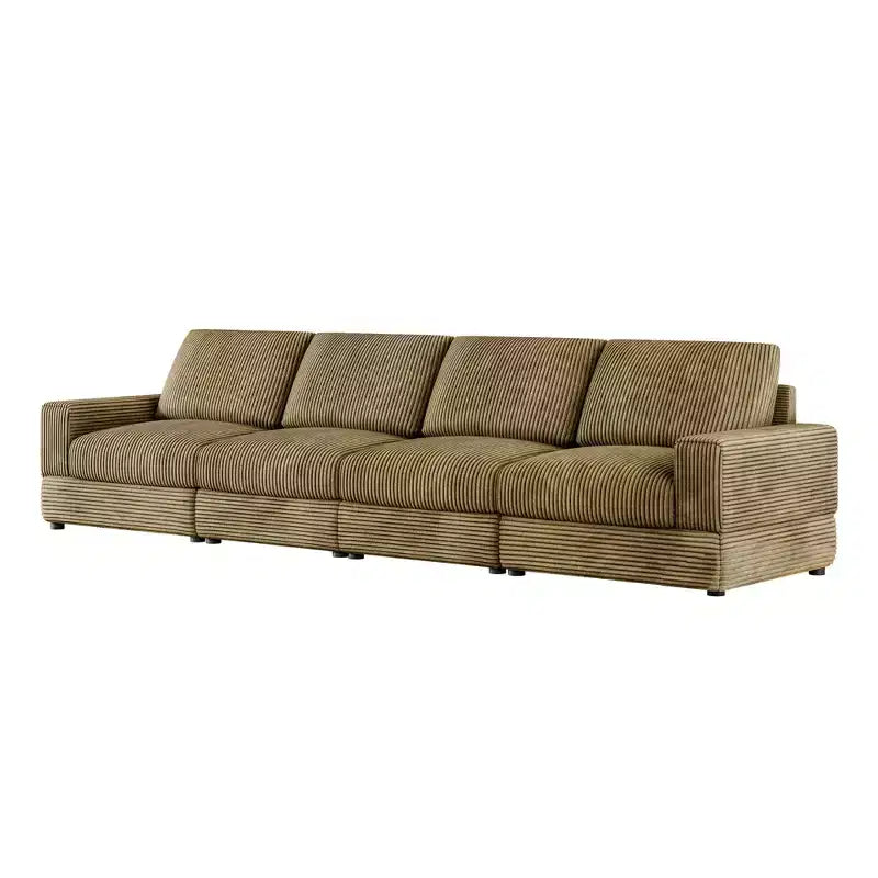 ATJafurn Corduroy Sectional Sofa Modern Modular Oversized Upholstered Couch with Comfy Pillows Deep Seat For Living Room Bedroom Apartment Office