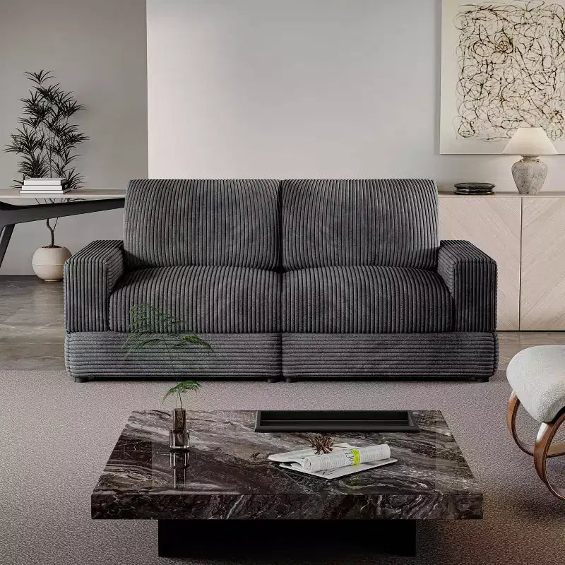 ATJafurn Corduroy Sectional Sofa Modern Modular Oversized Upholstered Couch with Comfy Pillows Deep Seat For Living Room Bedroom Apartment Office