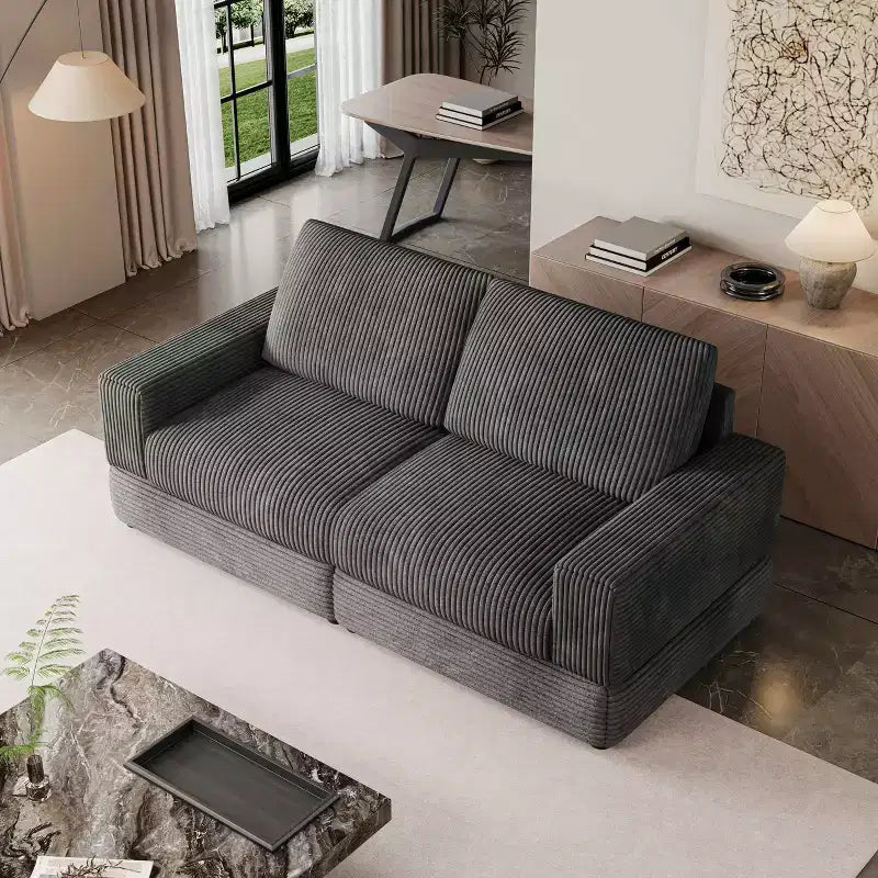 ATJafurn Corduroy Sectional Sofa Modern Modular Oversized Upholstered Couch with Comfy Pillows Deep Seat For Living Room Bedroom Apartment Office