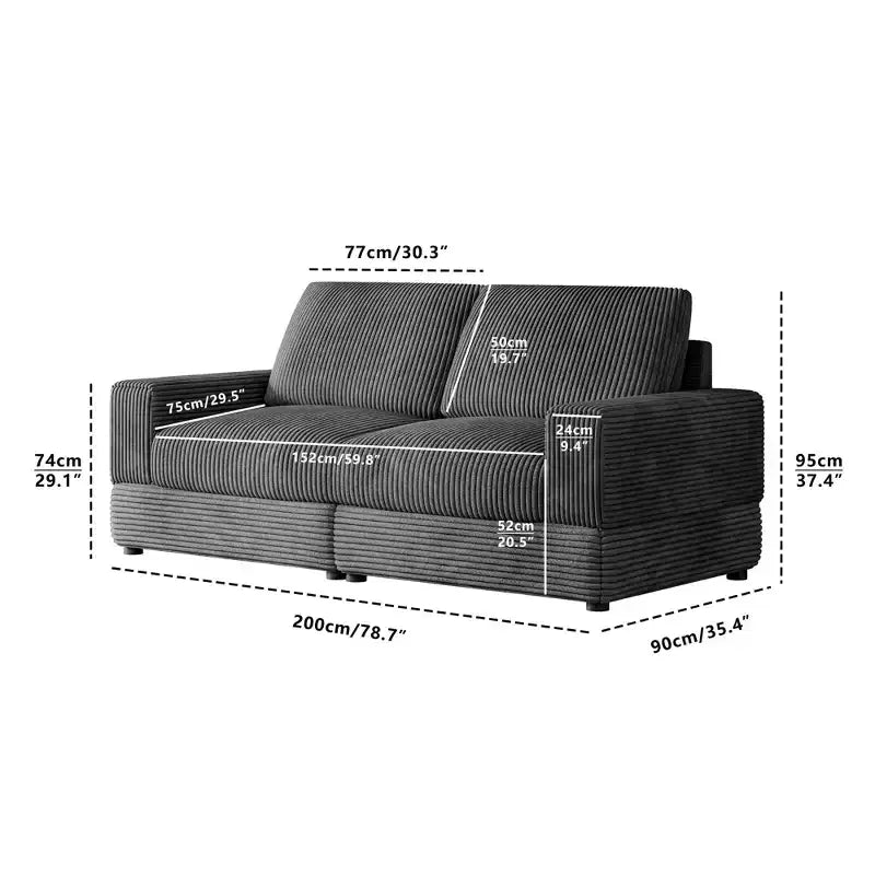 ATJafurn Corduroy Sectional Sofa Modern Modular Oversized Upholstered Couch with Comfy Pillows Deep Seat For Living Room Bedroom Apartment Office