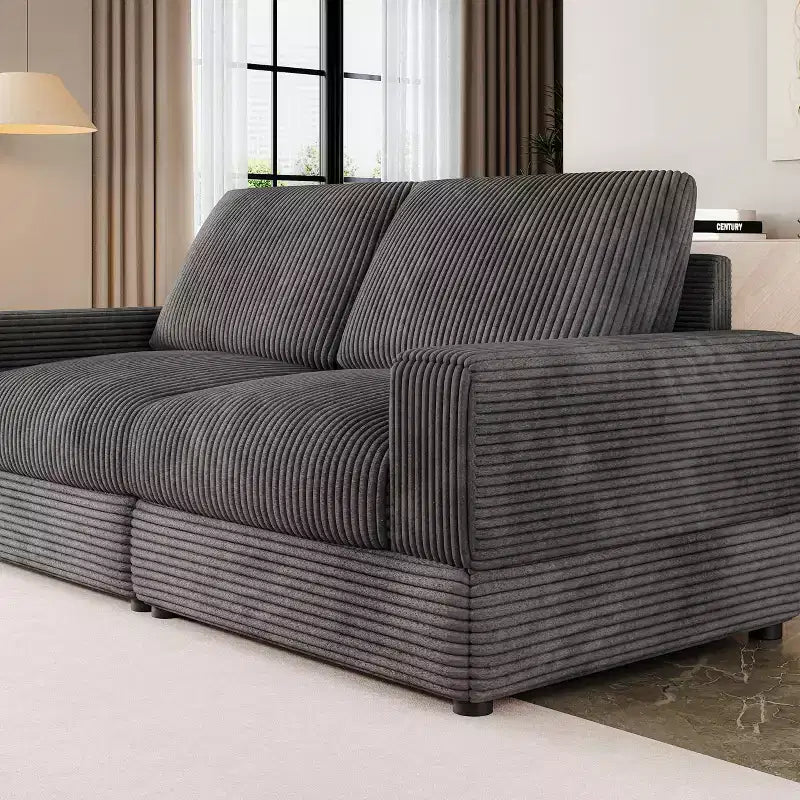 ATJafurn Corduroy Sectional Sofa Modern Modular Oversized Upholstered Couch with Comfy Pillows Deep Seat For Living Room Bedroom Apartment Office