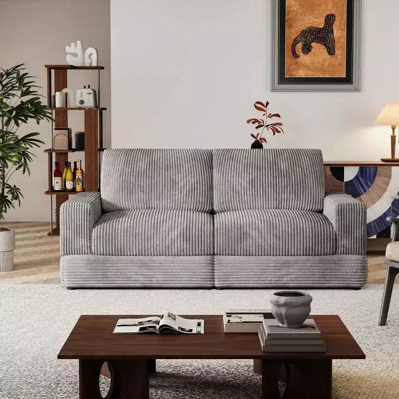 ATJafurn Corduroy Sectional Sofa Modern Modular Oversized Upholstered Couch with Comfy Pillows Deep Seat For Living Room Bedroom Apartment Office