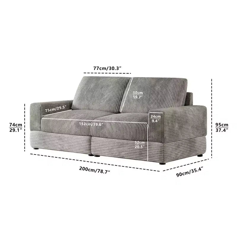 ATJafurn Corduroy Sectional Sofa Modern Modular Oversized Upholstered Couch with Comfy Pillows Deep Seat For Living Room Bedroom Apartment Office