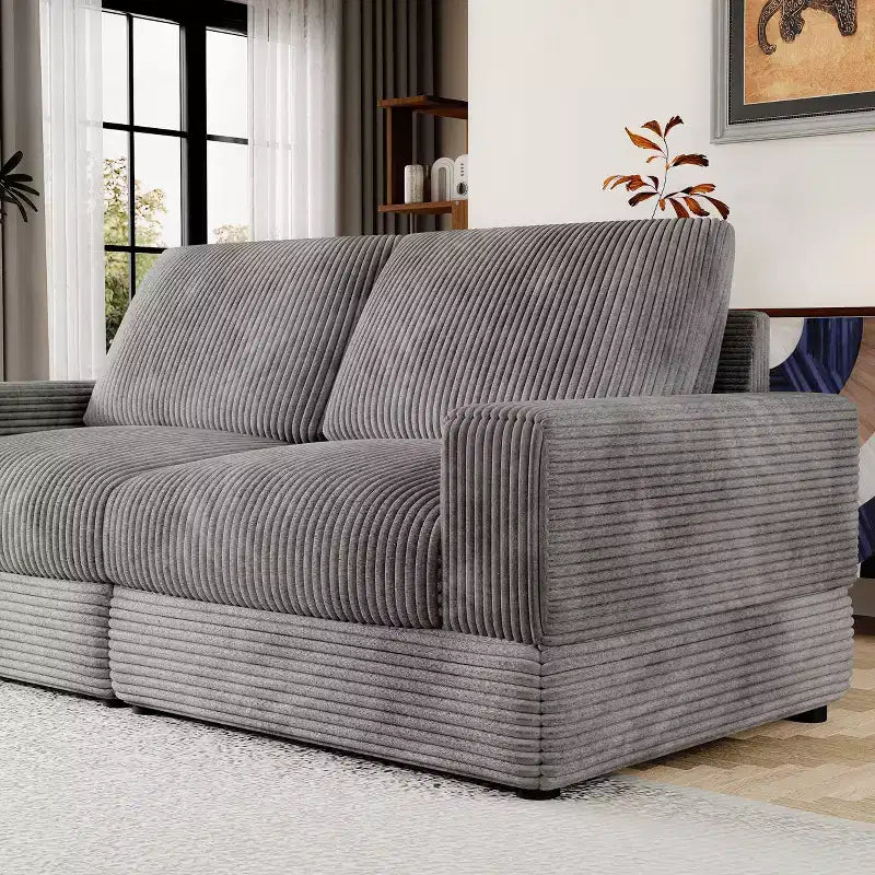 ATJafurn Corduroy Sectional Sofa Modern Modular Oversized Upholstered Couch with Comfy Pillows Deep Seat For Living Room Bedroom Apartment Office