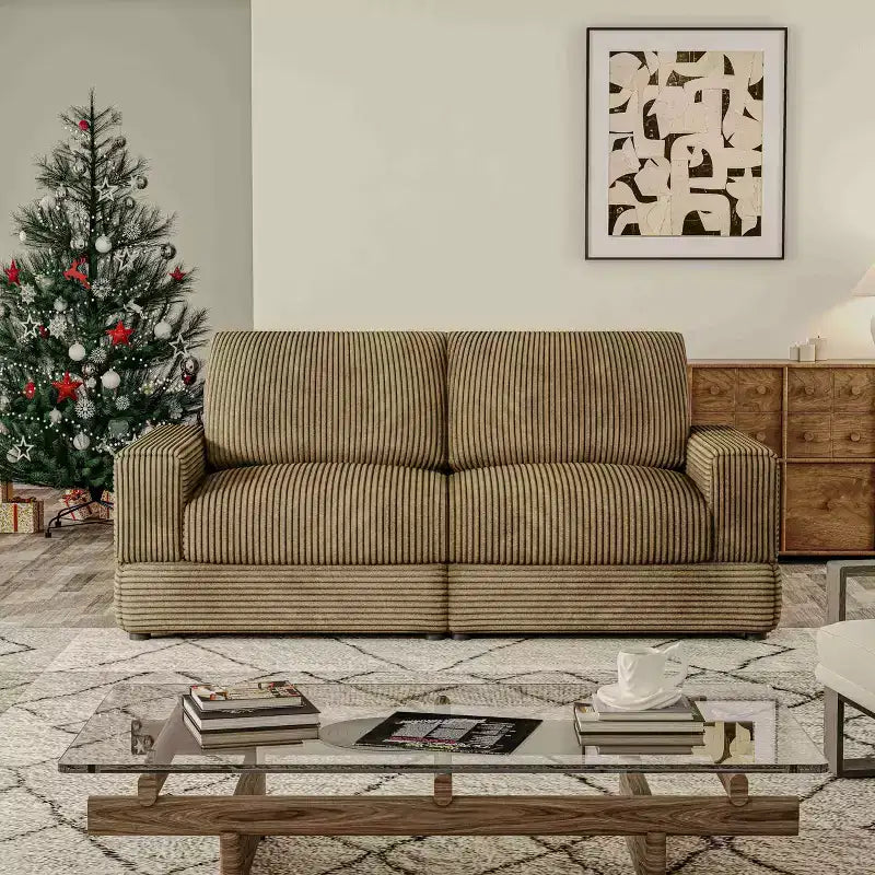ATJafurn Corduroy Sectional Sofa Modern Modular Oversized Upholstered Couch with Comfy Pillows Deep Seat For Living Room Bedroom Apartment Office