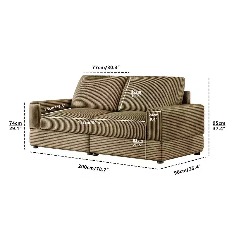ATJafurn Corduroy Sectional Sofa Modern Modular Oversized Upholstered Couch with Comfy Pillows Deep Seat For Living Room Bedroom Apartment Office