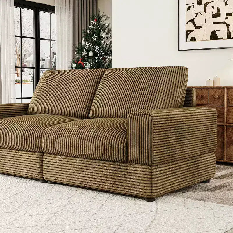 ATJafurn Corduroy Sectional Sofa Modern Modular Oversized Upholstered Couch with Comfy Pillows Deep Seat For Living Room Bedroom Apartment Office