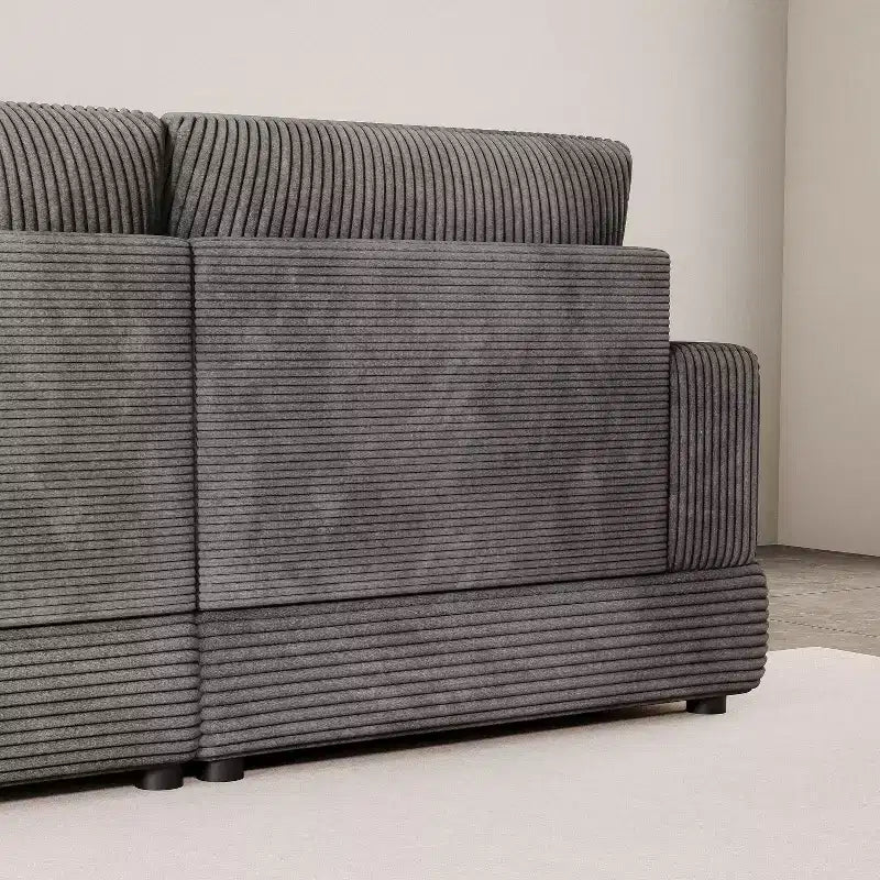 ATJafurn Corduroy Sectional Sofa Modern Modular Oversized Upholstered Couch with Comfy Pillows Deep Seat For Living Room Bedroom Apartment Office