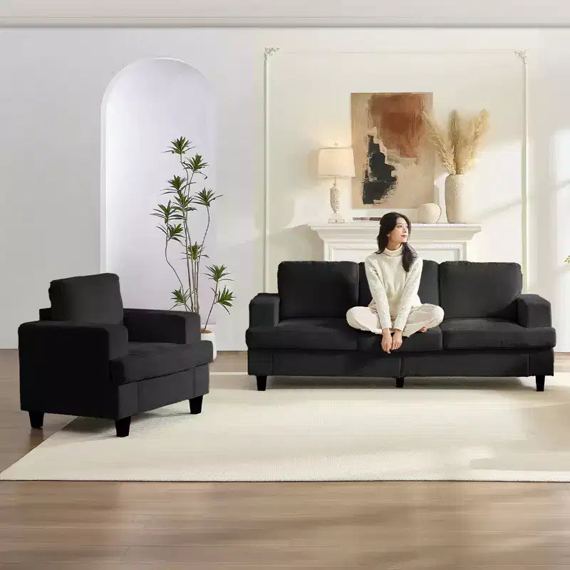 Mjkone 82Chenille 3-Seat Straight Sectional Sofa with 56''Armchair,2 Piece Living Room Sectional Sofa Furniture Sets