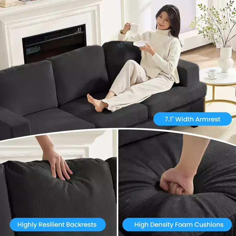 Mjkone 82Chenille 3-Seat Straight Sectional Sofa with 56''Armchair,2 Piece Living Room Sectional Sofa Furniture Sets