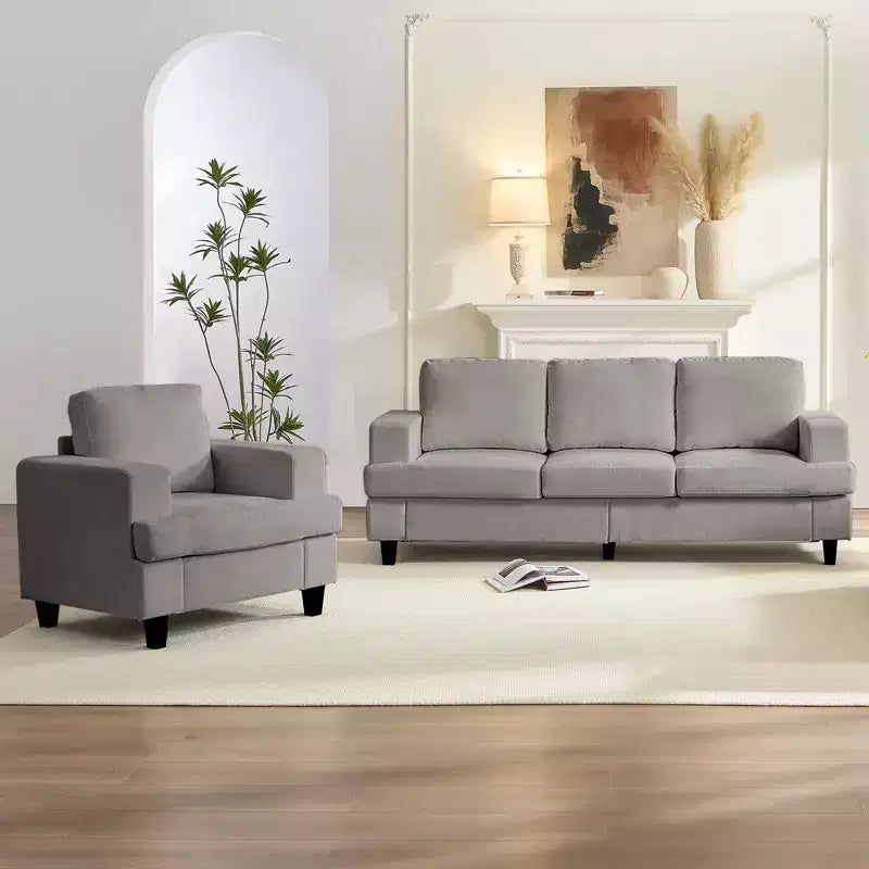 Mjkone 82Chenille 3-Seat Straight Sectional Sofa with 56''Armchair,2 Piece Living Room Sectional Sofa Furniture Sets